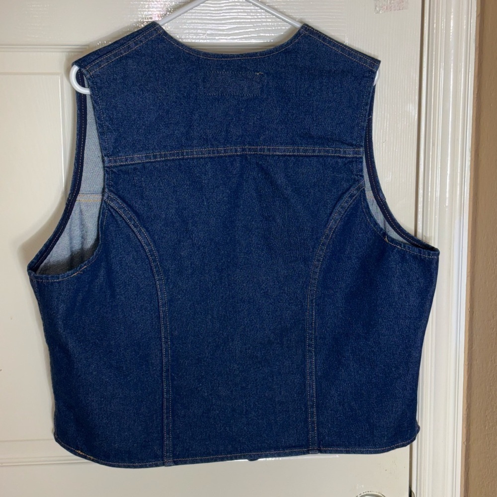 Wrangler Authentic Western Jacket Blue Denim Button Up Jean Vest Adult Size XL‌ - Picture 6 of 13